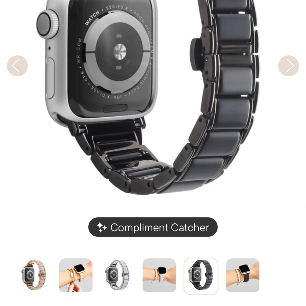 Premium Black Smartwatch Band for Apple Watch, Solace Perma Linx